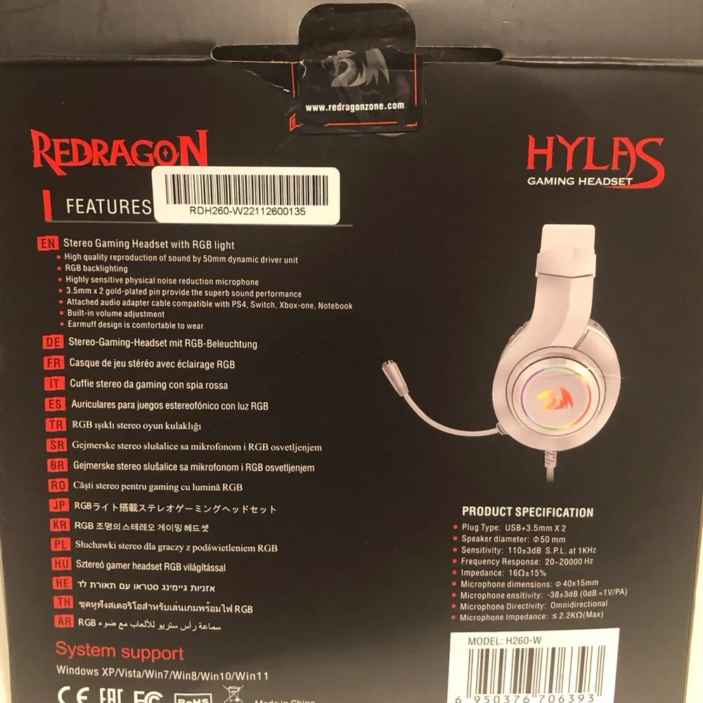 Red Dragon Gaming Headset with Microphone